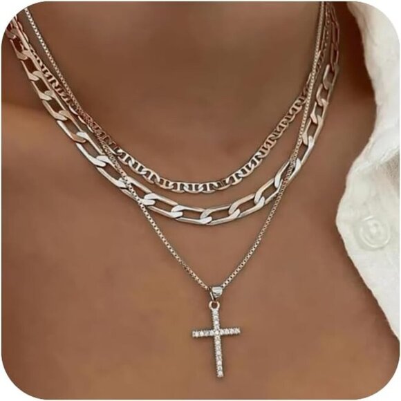 Jewelry - Cross Necklace for Women,Stackable Stacked Stacking Layering Layered Necklaces D